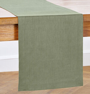 Solino Home 14x90inch Oil Green Fete 100% Linen Minimalist Table Runner OS32-29